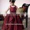 dark red with handmade flowers children dresses girls flower girl dresses 1035