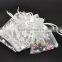 9*12cm In Stock Mixed Color Wholesale White Heart Organza Wedding Gift Bags Pouches Bags