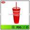 20 oz promotional double wall plastic bling tumblers with straw