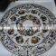 White Round Marble Stone Inlay Dinning Table Top Pietra Dura Table Top