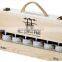 Flat 6 Bottle Pine Wooden Wine Box with Sliding Lid