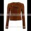 new arrival high qualiy lady winter long sleeve brown suede jacket