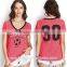 personalized wholesale women V neck football t shirt OEM service