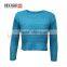 100% Acrylic Vcrew Neck Blue Woman Knited Sweater