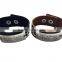 Brown/black color adjustable bracelets,inspirational words metal charm cuff bracelets,wide leather bracelet