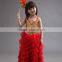 Girls red ruffle costumes dresses for dance and party
