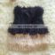 Fashion design raccoon fur vest bump stitching mongolian lamb fur