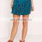 faux suede fringed short pencil skirt knee blue