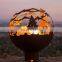 Black Steel Outdoor Hollow Metal Sphere Fire Pits Fire Ball