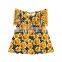 Sunflower Cheetah Floral Summer  Dress For Girls Baby Dress Designs
