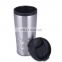 Wholesale plastic inner and stainless steel outer custom drinking tumbler coffee mug with lid