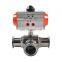 ANSI  AC220V DN50 Stainless Steel 304 Clamp 3 way Pneumatic Actuated Food Grade Ball Valve