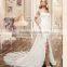 C71570A New Fashionable Special Design Neckline short Sleeve Sash See Through Lace Appliqued Wedding Dress