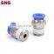 SNS SPC8-N02 8mm Tube OD x 1/4 NPT Male Straight Nickel Plated Brass Push to Connect Pneumatic Fittings of 10 PCS