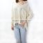 New Big yards loose low round neck pullover sweater female bat sleeve hollow smock