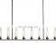 Black Linear Chandelier Clear Glass Shade Modern Farmhouse Ceiling Pendant Hanging Light Fixture For Dining Table Kitchen Island