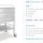 Chariot à médicaments en acier inoxydable Chariot d'urgence en acier inoxydable pour h?pital Chariot de traitement pour patients