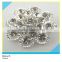 Crystal Glass Stone Brooch Silver Flower Design for Wedding Dress Decoration 7x7cm