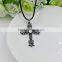 China Supplier New Products Men Necklace Cross Pendant Leather Chain Necklace