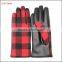 Ladies cheap cute fashion winter warm gloves with plaid cloth