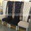 Morden fabric wooden luxury crystal high back banquet chair