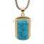 Never fade stainless steel square turquoise pendant with different color