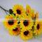 9 heads cheap wholesale artificial flowers fake sunflowers