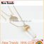 Hot sell gold coin long chain necklace with bullet crystal pendant