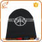 Applique decorate thick knit beanie polyester hats knit beanie