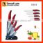 3 sizes 4"+5"+6" Zirconia Knife nice soft touch red handle in Acrylic stand holder