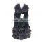 Real raccoon collar fur vest woman long rabbit fur vest KZ14006