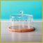 Wholesale glass cake dome cover with bamboo board