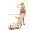 CX162 women ankle buckle striped high heel sandal shoe