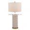 wholesale brown round ceramic table lamp with white cylinder fabric shade for home decor