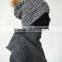 soft acrylic yarn knit beanie hat with faux fur pompom multi colorways