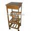 wood dining room serving carts with basket and cabinet