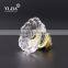 1 1/2 inch clear zinc base gold finish flower shape glass knob