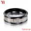 Tungsten mens ring antler inlay black plated and beveled edge wholesale tungsten ring design
