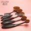 10pcs black nylon bendable handle Oval Toothbrush Make Up Brush Set