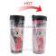 BPA free reusable double wall plastic mug hot color changing