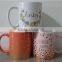 Assorted colours customized logo ceramic coffee mugs with C-handle