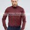 Guangzhou High Quality Custom Long Sleeve Point Collar Mens 97% Cotton 3% Elastane Casual Slim Fit Plum Solid Shirts