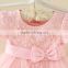 2017 Vietnam Summer simple baby frock design Pink short sleeves Bow-knot Sweet birthday party dresses Turkish clothes