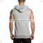 Custom Mens Sleeveless Hoodie Full Zip Gym Hoodie Bodybuilding Fitness Hoodie Cotton Polyester Elastane Muscle Hoodie Wholesale