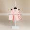 Pink Flutter Sleeve Linen Summer Dress Baby Frocks Designs Lace Boutique Girl Dress