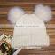 High Quality Cashmere Knitted Hat With Double Fur Poms KR-H010