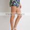 Custom Layered Wrap Front Ladies Floral Printing Linen Shorts,Wholesale Floral Printed Shorts for Ladies