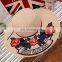 Flowers Patch Letters Embroid Large Eaves Straw Hat Holidays Sandbeach Topee