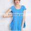 Short sleeve cotton jersey plain color ladie back cutout tops,high quality babydoll shirt
