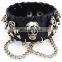 Fashion cool euramerican style decorative rivet punk thick leather bracelet